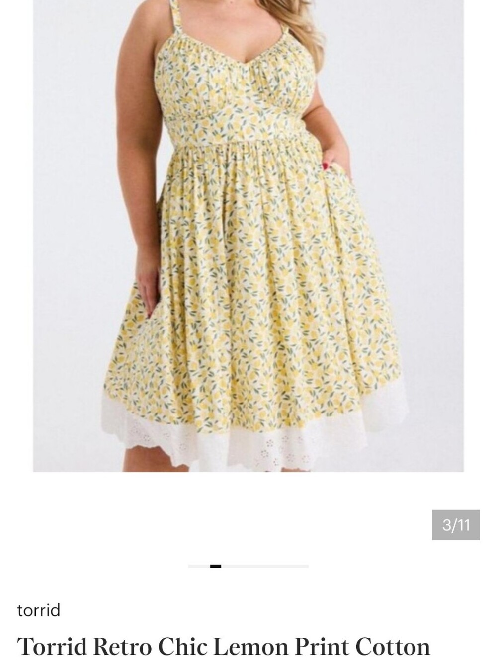 torrid Yellow Lemon Print Sundress with Green Leaf Motif